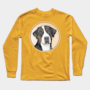 Greater Swiss Mountain Dog Painting - Original Art Long Sleeve T-Shirt